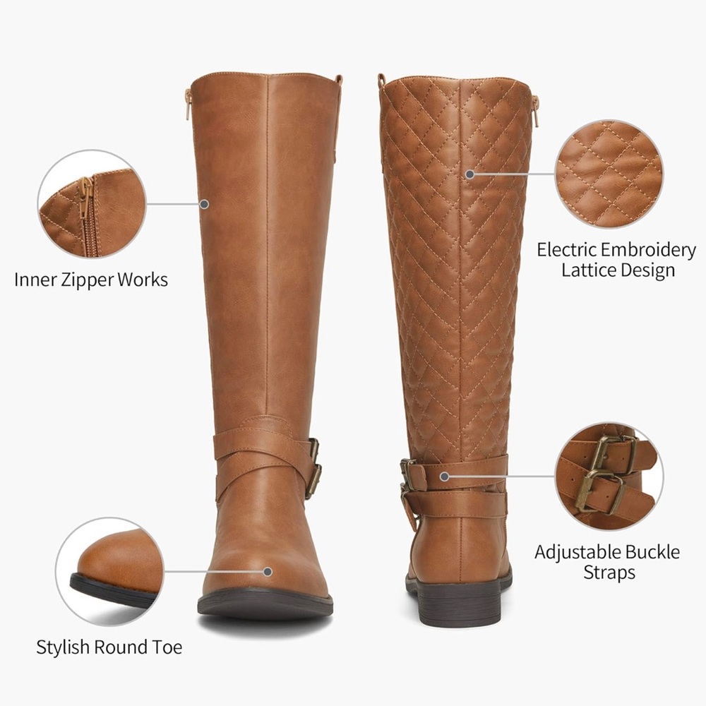 Quilted Knee High Riding Boots - Picture 6 of 8